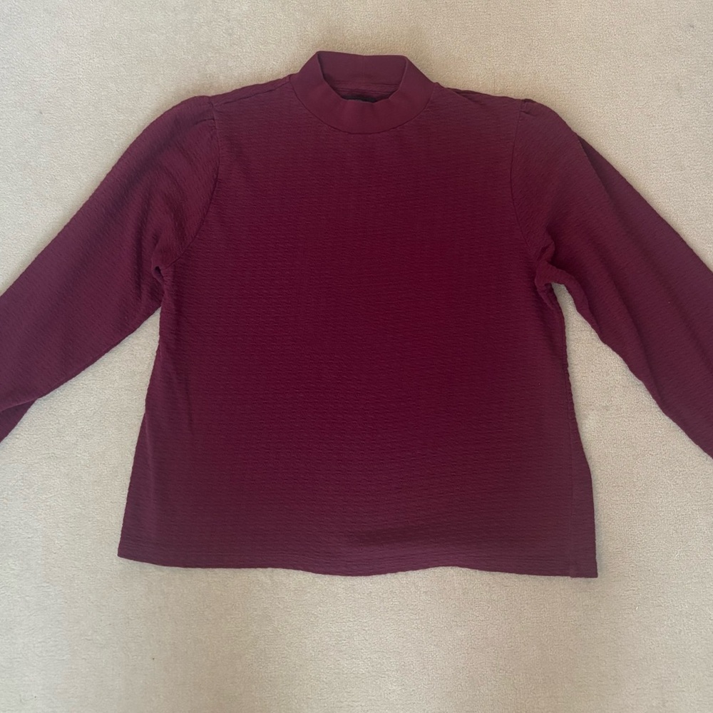 J. Crew Red Boxy Blouse with Mandarin Collar